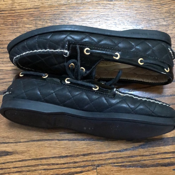 Black Quilted Sperry Top-Sider with Detail 7 1/2 - Picture 4 of 11